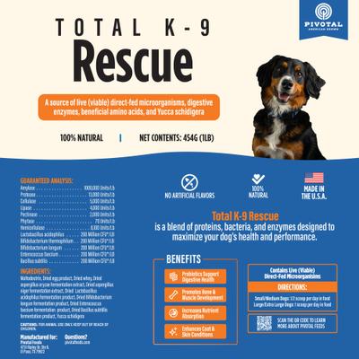 Show full view: Pivotal Total K-9 Rescue Digestive Support Dry Dog Food Topper, 1-lb tub slide 6 of 6