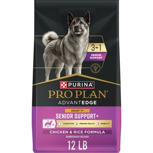 Purina Pro Plan AdvantEDGE Senior Support Plus Shredded Blend Chicken & Rice Formula Dry Dog Food, 12-lb. bag