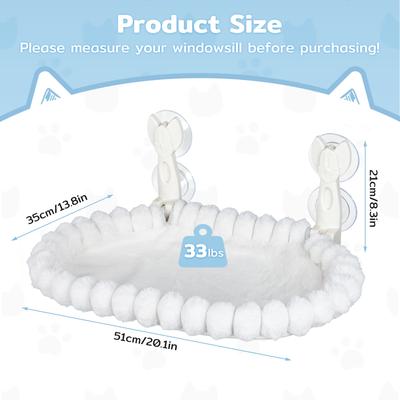 Show full view: Yafylly Hammock Soft & Comfortable Seat Bed Cat Window Perch with Washable Cover, White, Medium slide 6 of 9