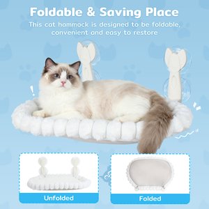 Yafylly Hammock Soft & Comfortable Seat Bed Cat Window Perch with Washable Cover, White, Medium