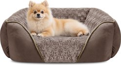 JOEJOY Rectangle Washable Orthopedic Soft Calming Furniture Style Sofa Puppy, Dog & Cat Bed with Anti-Slip Bottom, Beige, Small: 20 x 19 x 6-in