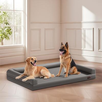 Show full view: BingoPaw Microfiber Leather Sofa Dog Bed, Grey, XX-Large slide 5 of 11