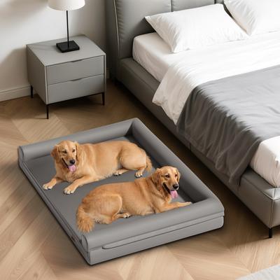Show full view: BingoPaw Microfiber Leather Sofa Dog Bed, Grey, XX-Large slide 7 of 11