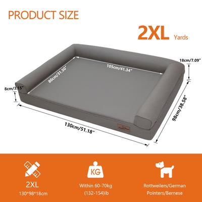 Show full view: BingoPaw Microfiber Leather Sofa Dog Bed, Grey, XX-Large slide 3 of 11