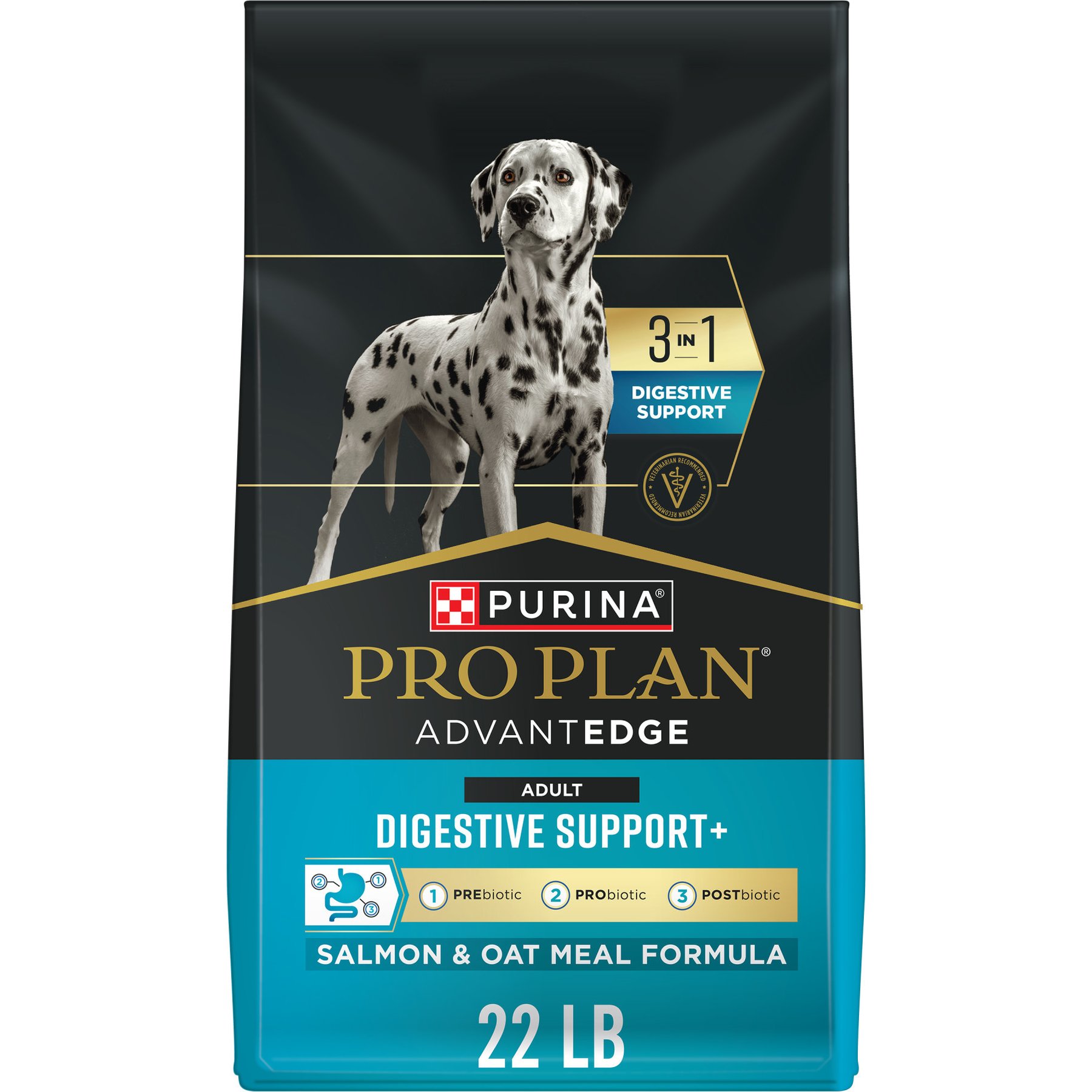 Purina Pro Plan AdvantEDGE Digestive Support Plus Salmon & Oat Meal Formula Adult Dry Dog Food, 22-lb. bag
