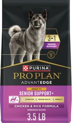 Purina Pro Plan AdvantEDGE Senior Support Plus Shredded Blend Chicken & Rice Formula Dry Dog Food, 3.5-lb. bag