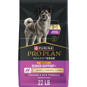 Purina Pro Plan AdvantEDGE Senior Support Plus Shredded Blend Chicken & Rice Formula Dry Dog Food, 22-lb bag
