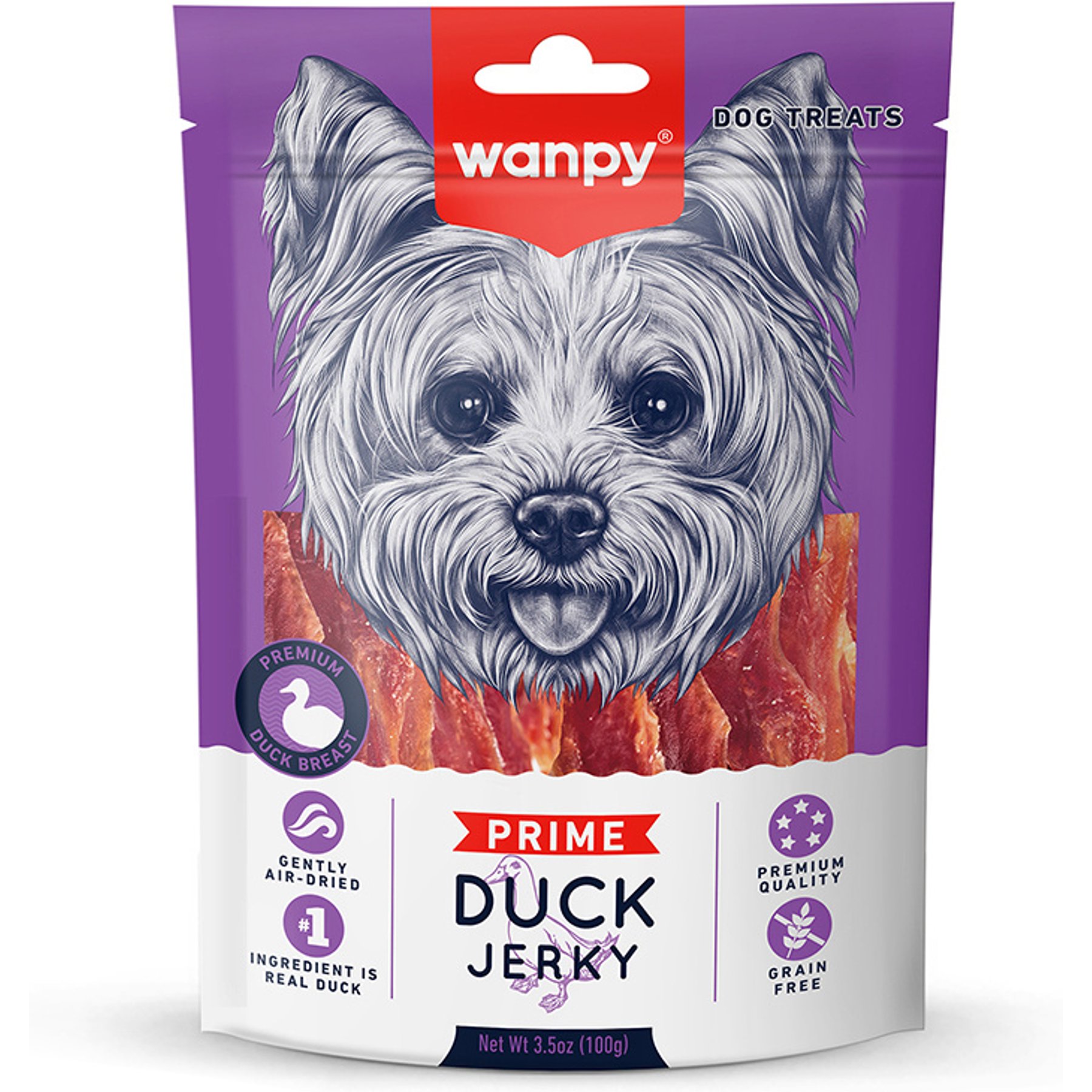 Wanpy All Natural Air-Dried Grain-Free Duck Jerky Dog Treats, 3.5-oz bag