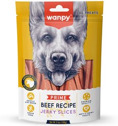 Wanpy Prime All Natural Air-Dried Beef Recipe Jerky Slices High Protein Soft & Chewy Dog Treats, 3.5-oz bag