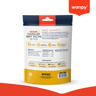 Show full view: Wanpy Prime All Natural Air-Dried Marbled Beef Recipe Bites High Protein Soft & Chewy Dog Treats, 3.5-oz bag slide 3 of 9