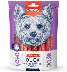 Wanpy Prime All Natural Air-Dried Duck Jerky & Rawhide Twists Dog Treats, 3.5-oz bag