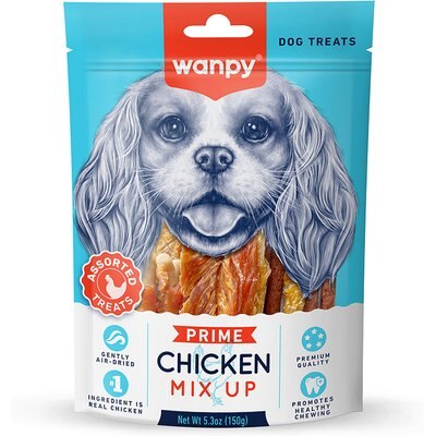 Wanpy Wanpy All Natural Air-Dried Chicken Mix Up Rawhide Dog Treats, 5.3-oz bag