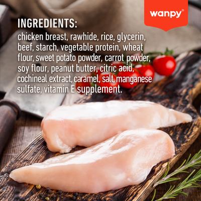 Show full view: Wanpy Prime All Natural Air-Dried Chicken Rice Dumbbells Rawhide Dog Treats, 3.5-oz bag slide 6 of 10