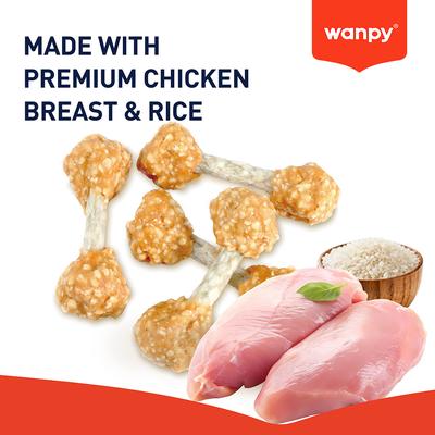 Show full view: Wanpy Prime All Natural Air-Dried Chicken Rice Dumbbells Rawhide Dog Treats, 3.5-oz bag slide 4 of 10