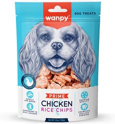 Wanpy Prime All Natural Air-Dried Chicken Rice Chips High Protein Dehydrated Dog Treats, 3.5-oz bag