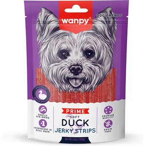 Wanpy Prime All Natural Air-Dried Duck Jerky Strips High Protein Soft & Chewy Dog Treats, 3.5-oz bag