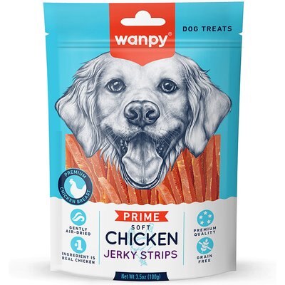 Wanpy Wanpy All Natural Air-Dried Grain-Free Chicken Jerky Strips Soft & Chewy Dog Treats, 3.5-oz bag