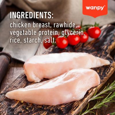 Show full view: Wanpy Prime All Natural Air-Dried Chicken Jerky Dumbbells Rawhide Dog Treats, 3.5-oz bag slide 6 of 9