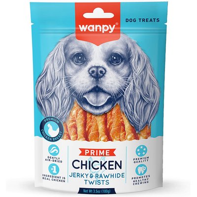 Wanpy Wanpy All Natural Air-Dried Chicken Jerky & Rawhide Twists Dog Treats, 3.5-oz bag