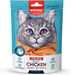 Wanpy Prime All Natural Air-Dried Soft Chicken High Protein Jerky Strips Cat Treats, 2.82-oz bag