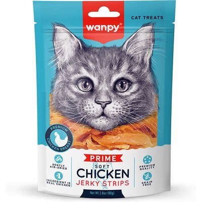 Wanpy Wanpy All Natural Air-Dried Soft Chicken Jerky Strips High Protein Cat Treats, 2.82-oz bag