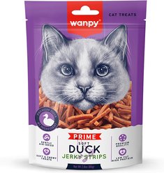 Wanpy Prime All Natural Air-Dried Soft Duck High Protein Jerky Strips Cat Treats, 2.82-oz bag