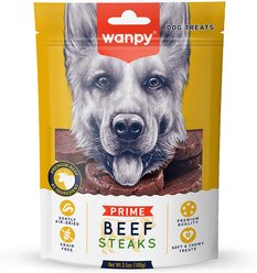 Wanpy Prime All Natural Air-Dried Beef Steaks High Protein Soft & Chewy Dog Treats, 3.5-oz bag