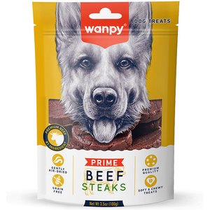 Wanpy Prime All Natural Air-Dried Beef Steaks High Protein Soft & Chewy Dog Treats, 3.5-oz bag