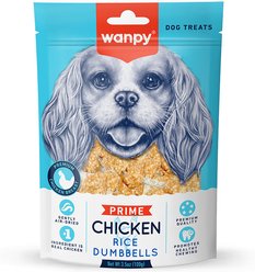 Wanpy Prime All Natural Air-Dried Chicken Rice Dumbbells Rawhide Dog Treats, 3.5-oz bag