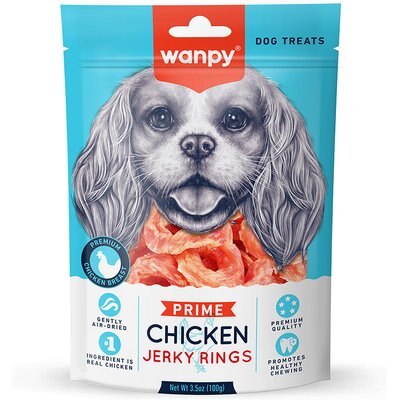 Wanpy Wanpy All Natural Air-Dried Chicken Jerky Rings High Protein Dehydrated Dog Treats, 3.5-oz bag