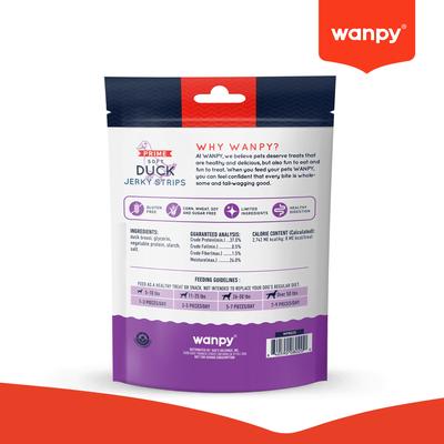 Show full view: Wanpy Prime All Natural Air-Dried Duck Jerky Strips High Protein Soft & Chewy Dog Treats, 3.5-oz bag slide 3 of 9