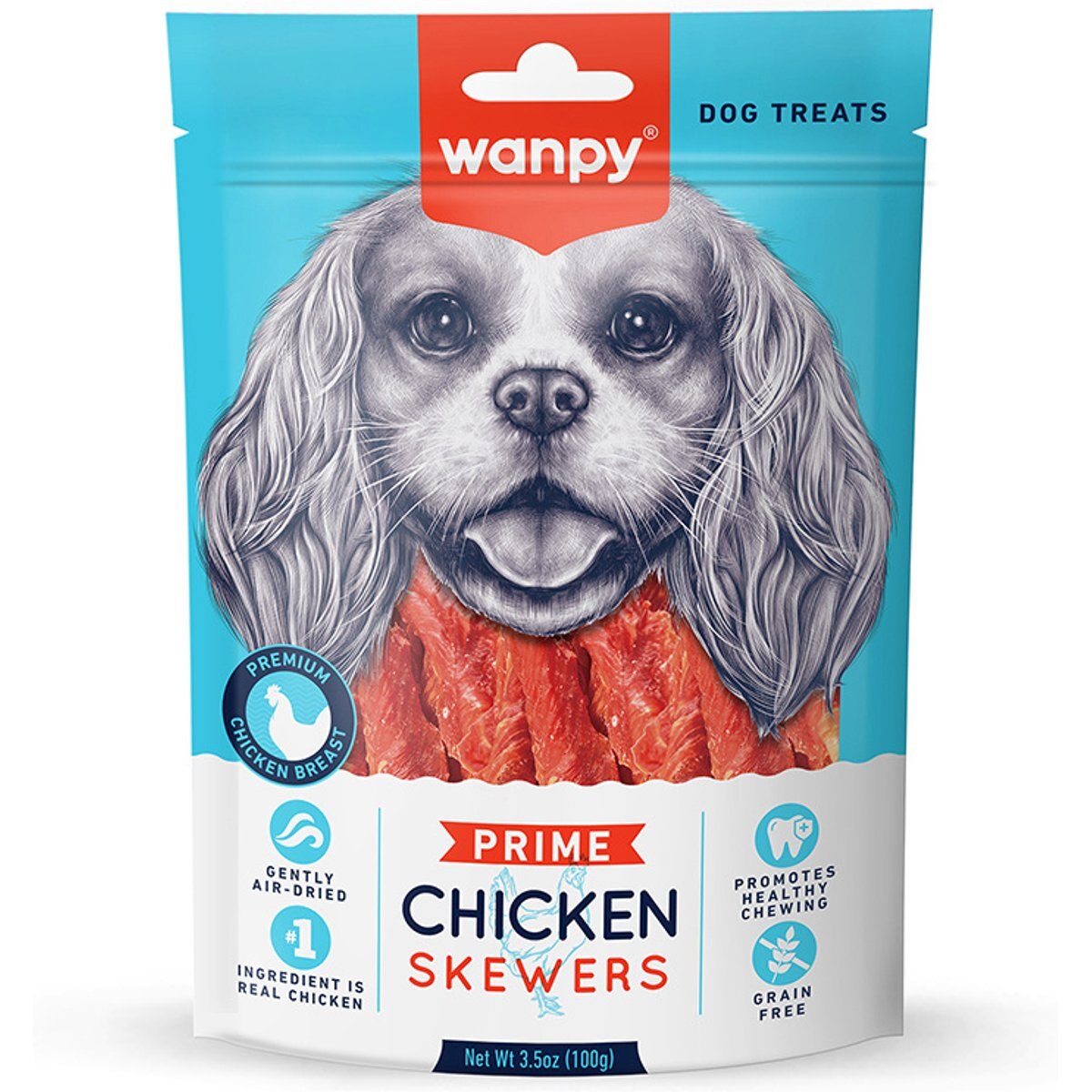 Wanpy All Natural Air-Dried Chicken Skewers Rawhide Dog Treats, 3.5-oz bag