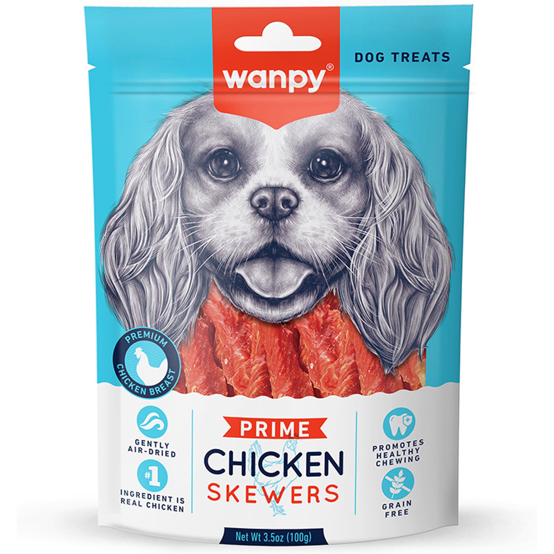 Wanpy All Natural Air-Dried Chicken Skewers Rawhide Dog Treats, 3.5-oz bag