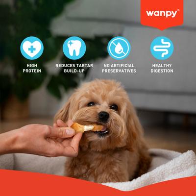 Show full view: Wanpy Prime All Natural Air-Dried Chicken Jerky Dumbbells Rawhide Dog Treats, 3.5-oz bag slide 5 of 9