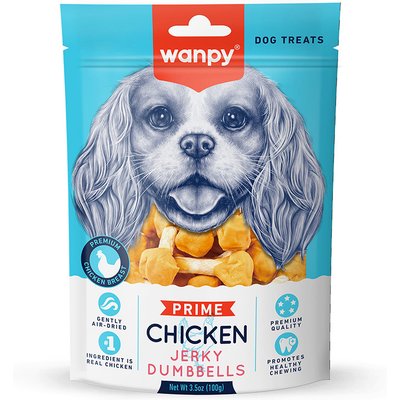 Wanpy Wanpy All Natural Air-Dried Chicken Jerky Dumbbells Rawhide Dog Treats, 3.5-oz bag