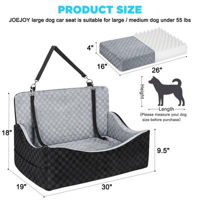 Show full view: Invenho Elevated Foam Airline-Approved Dog Car Booster Seat with Detachable Washable Cover, Grey, Large slide 6 of 7