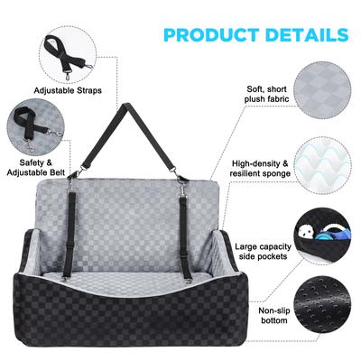 Show full view: Invenho Elevated Foam Airline-Approved Dog Car Booster Seat with Detachable Washable Cover, Grey, Large slide 4 of 7