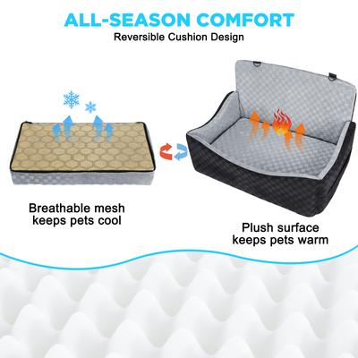 Show full view: Invenho Elevated Foam Airline-Approved Dog Car Booster Seat with Detachable Washable Cover, Grey, Large slide 3 of 7