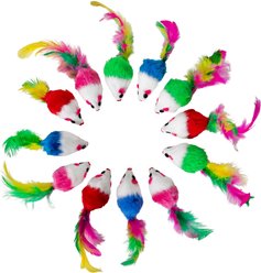 Pet Fit For Life Mice Cat Wand Attachments Toy with Catnip, Multicolor, Medium, 12 count