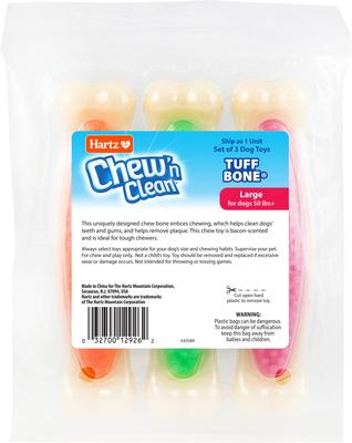 Show full view: Hartz Chew 'n Clean Tuff Bone Tough Dog Chew Toy, Large, 3 count slide 9 of 11