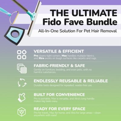 Show full view: Fido Fave Pro Dog Hair Remover with Max & Xtra Carpet Brush Bundle slide 2 of 6