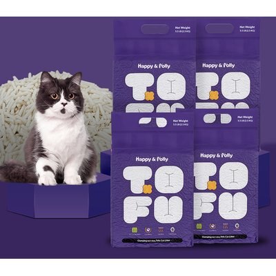 Happy & Polly Happy & Polly Natural Tofu Clumping Cat Litter, 5.5-lb bag, 4 count