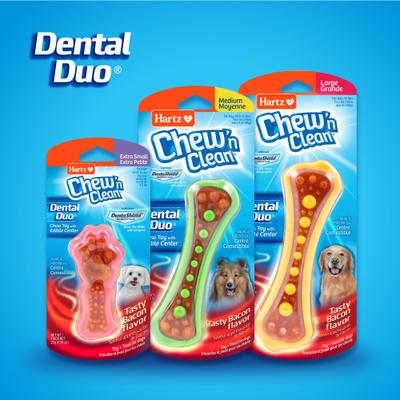 Show full view: Hartz Chew 'n Clean Dental Duo Dog Treat & Chew Toy, Color Varies, 3 count, Large slide 6 of 11