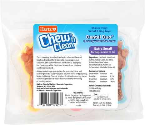 Show full view: Hartz Chew 'n Clean Dental Duo Dog Treat & Chew Toy, X-Small, 6 count slide 9 of 11