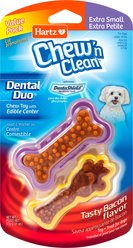 Hartz Chew 'n Clean Dental Duo Dog Treat & Chew Toy, X-Small, 2 count