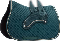 Equinavia Voss All Purpose Horse Saddle Pad & Bonnet Set, Deep Green/Vanilla Cream, Horse