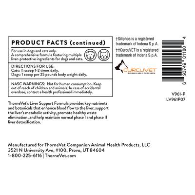 Show full view: ThorneVET Liver Support Formula Powder Supplement for Dogs, 90 scoops slide 5 of 10