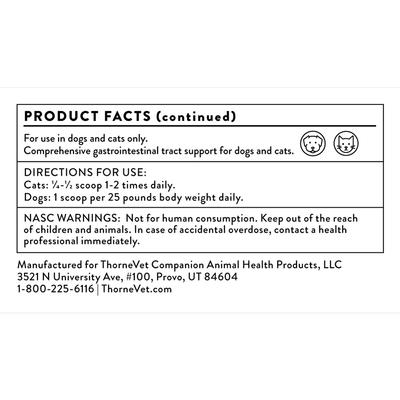 Show full view: ThorneVET Gut Health Formula Digestive Aid Powder Supplement for Dogs, 180 scoops slide 5 of 11