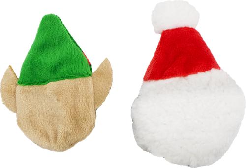 Show full view: CELEBRATIONS Christmas Elf & Santa Cat Kicker Plush Toy, 2 count slide 2 of 2