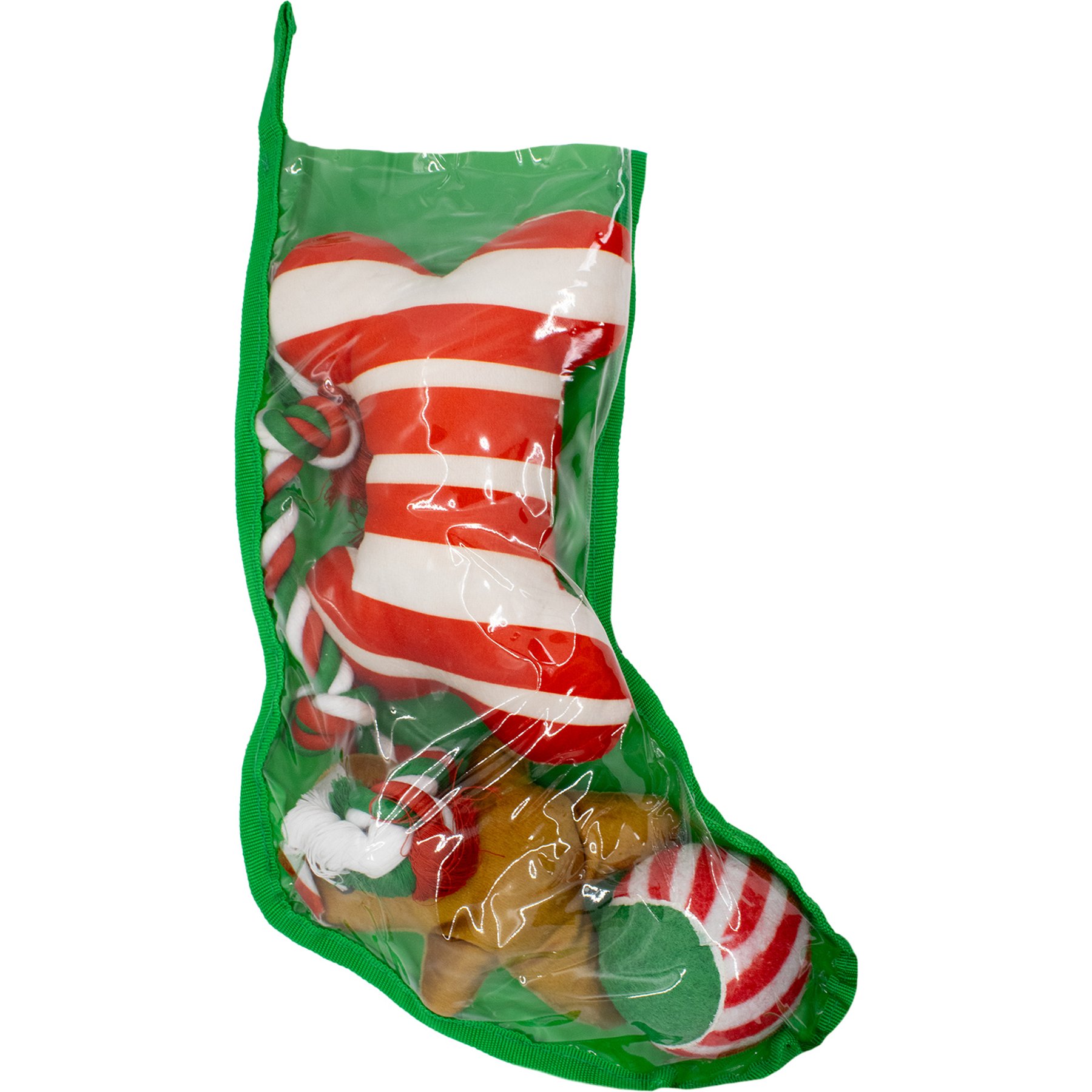CELEBRATIONS Christmas Stocking Dog Toy Set, 4 count, Green
